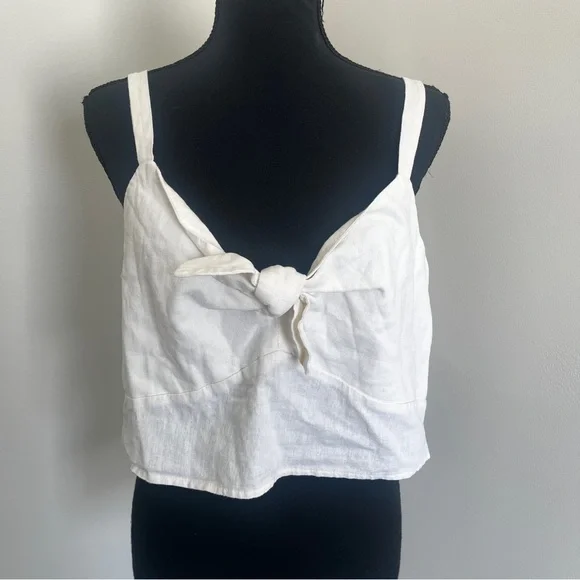 Universal Thread White Linen Blend Tie Front Crop Top Size XL NWT - Picture 2 of 7